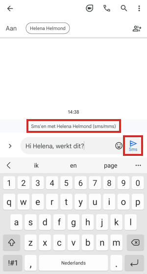 Voorbeeldgesprek in Google Berichten